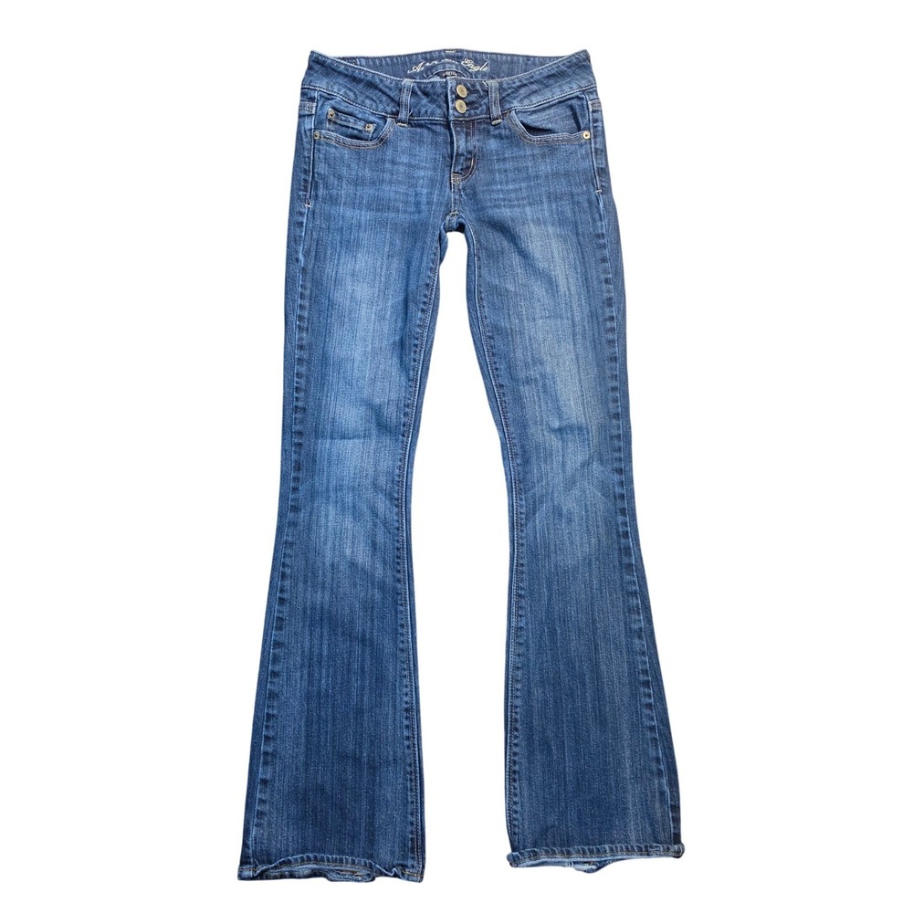 American Eagle Y2K Artist Stretch Flare Jeans Blue Double Button Size 4
